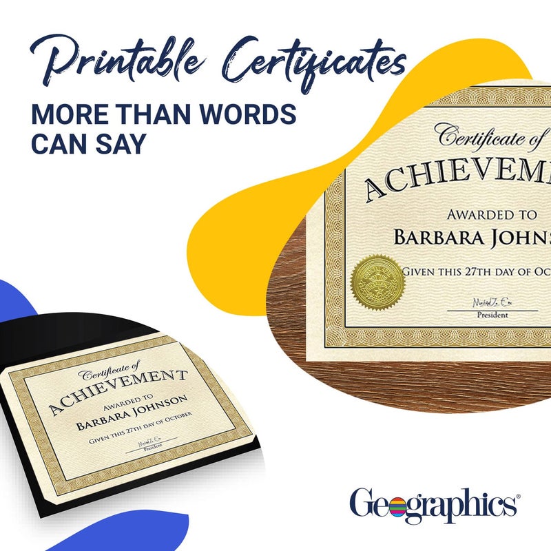 Geographics Award Blank Certificate Paper, 8.5 x 11", Natural Diplomat Golden Border Design (Pack of 50) - Image 3